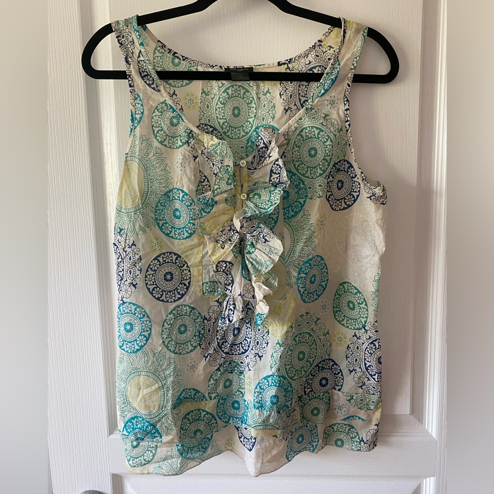 Ann Taylor Multicolor Sleeveless Blouse with Ruffle
